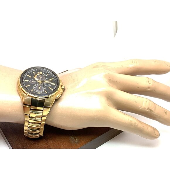 Seiko Mens Watch SSC700 Coutura Solar Perpetual Chronograph Black Dial Gold 44mm - Picture 5 of 15
